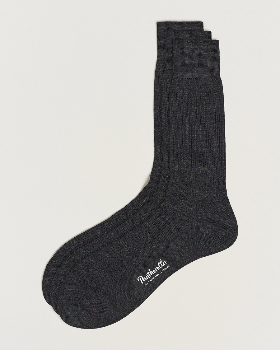 Homme | Sous-Vêtements Et Chaussettes | Pantherella | 3-Pack Naish Merino/Nylon Sock Charcoal