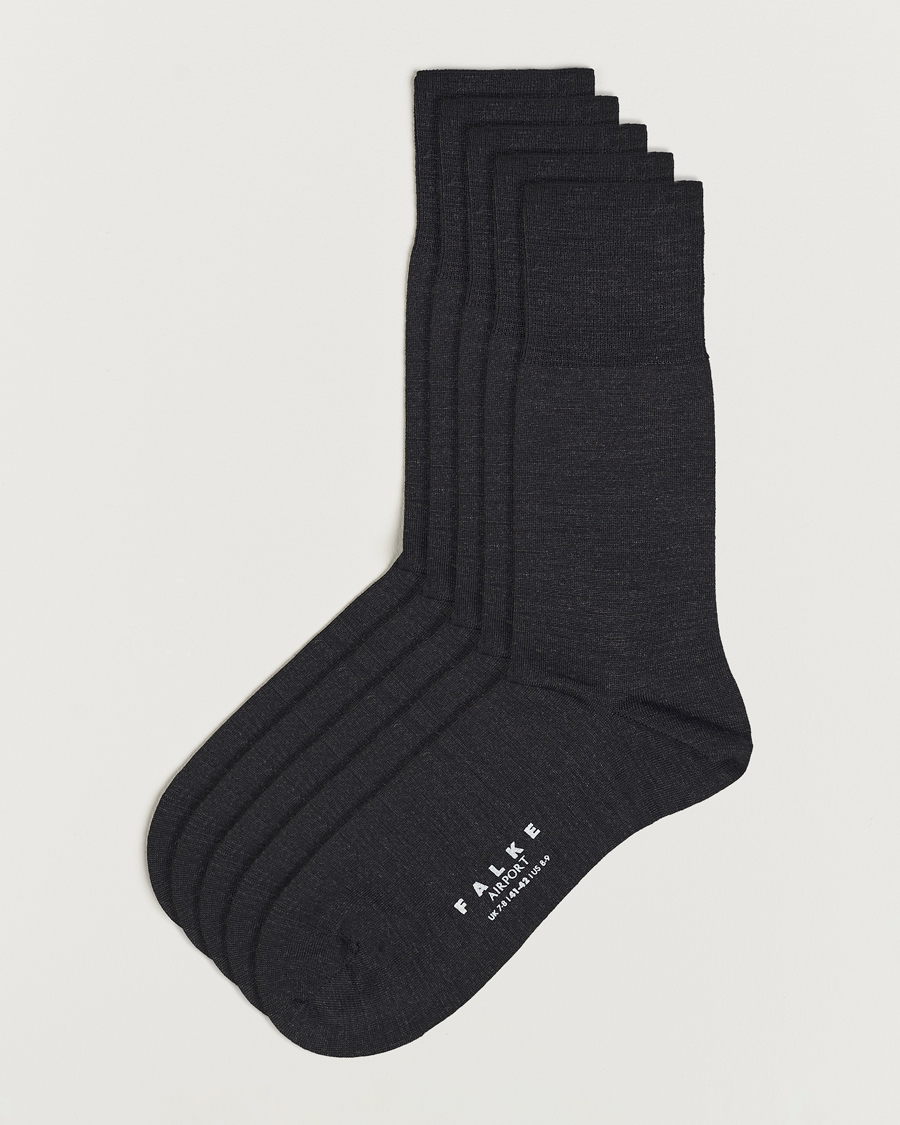 Homme | Sous-Vêtements Et Chaussettes | Falke | 5-Pack Airport Socks Anthracite Melange
