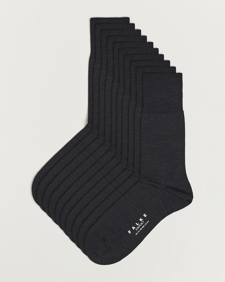 Homme | Sous-Vêtements Et Chaussettes | Falke | 10-Pack Airport Socks Anthracite Melange