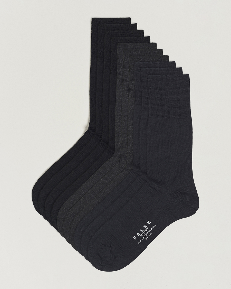 Homme | Sous-Vêtements Et Chaussettes | Falke | 10-Pack Airport Socks Black/Dark Navy/Anthracite Melange