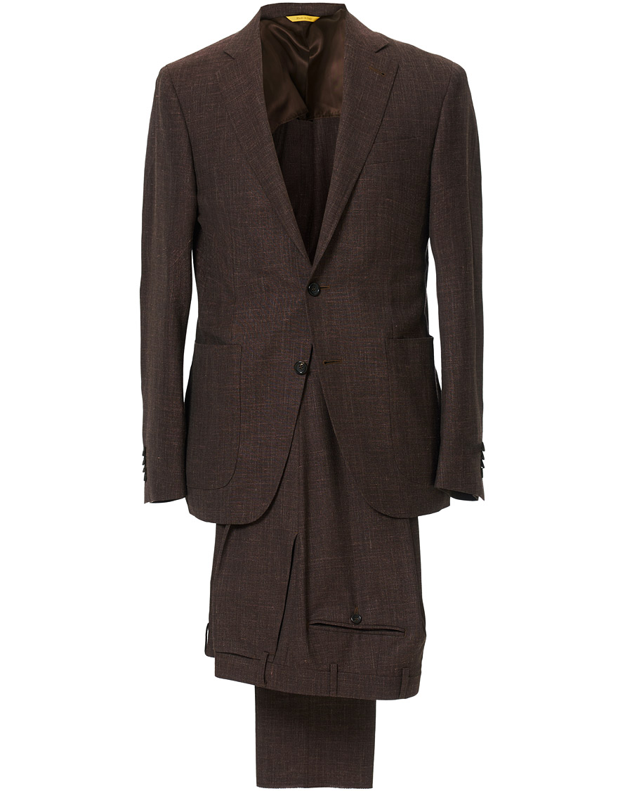 Homme | Costumes | Canali | Wool/Linen Patch Pocket Suit Dark Brown