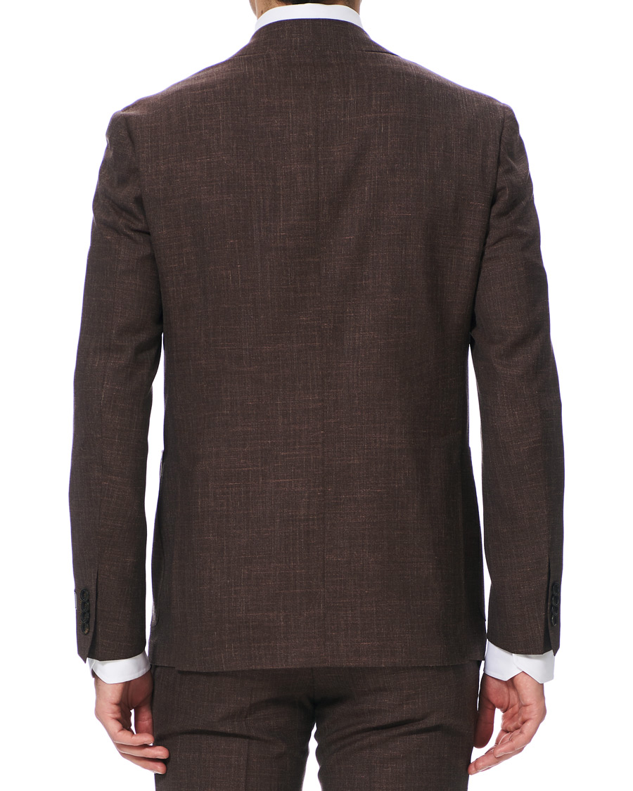 Homme | Costumes | Canali | Wool/Linen Patch Pocket Suit Dark Brown