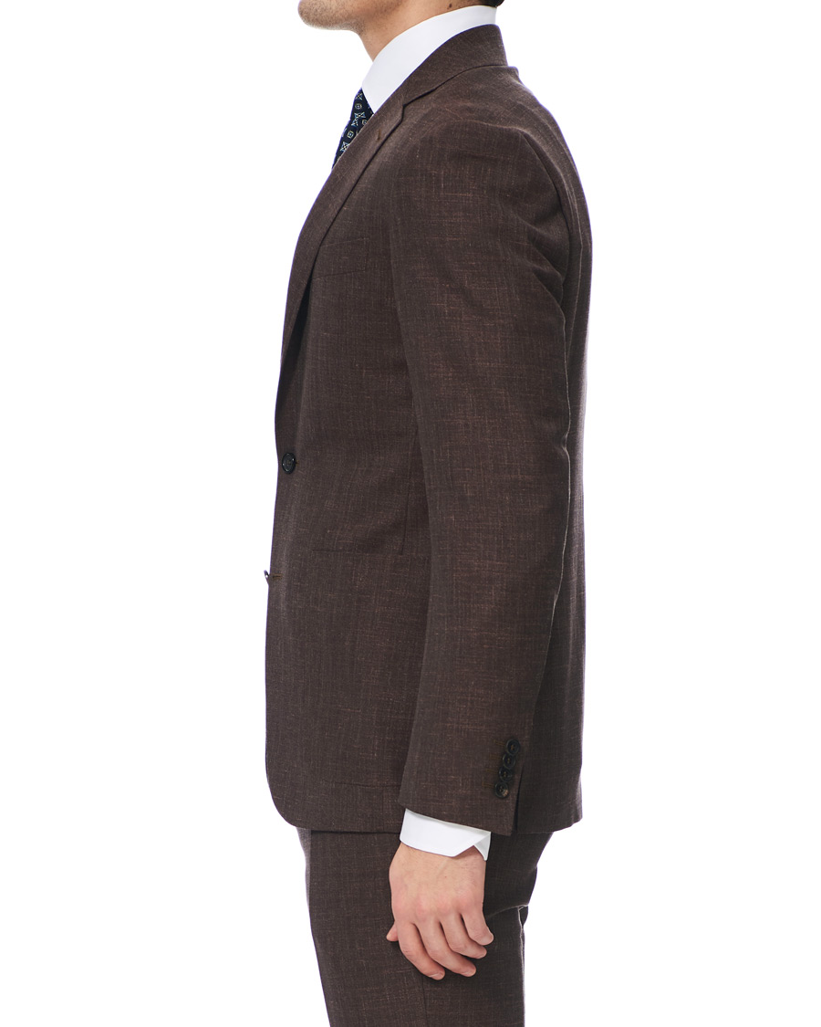 Homme | Costumes | Canali | Wool/Linen Patch Pocket Suit Dark Brown