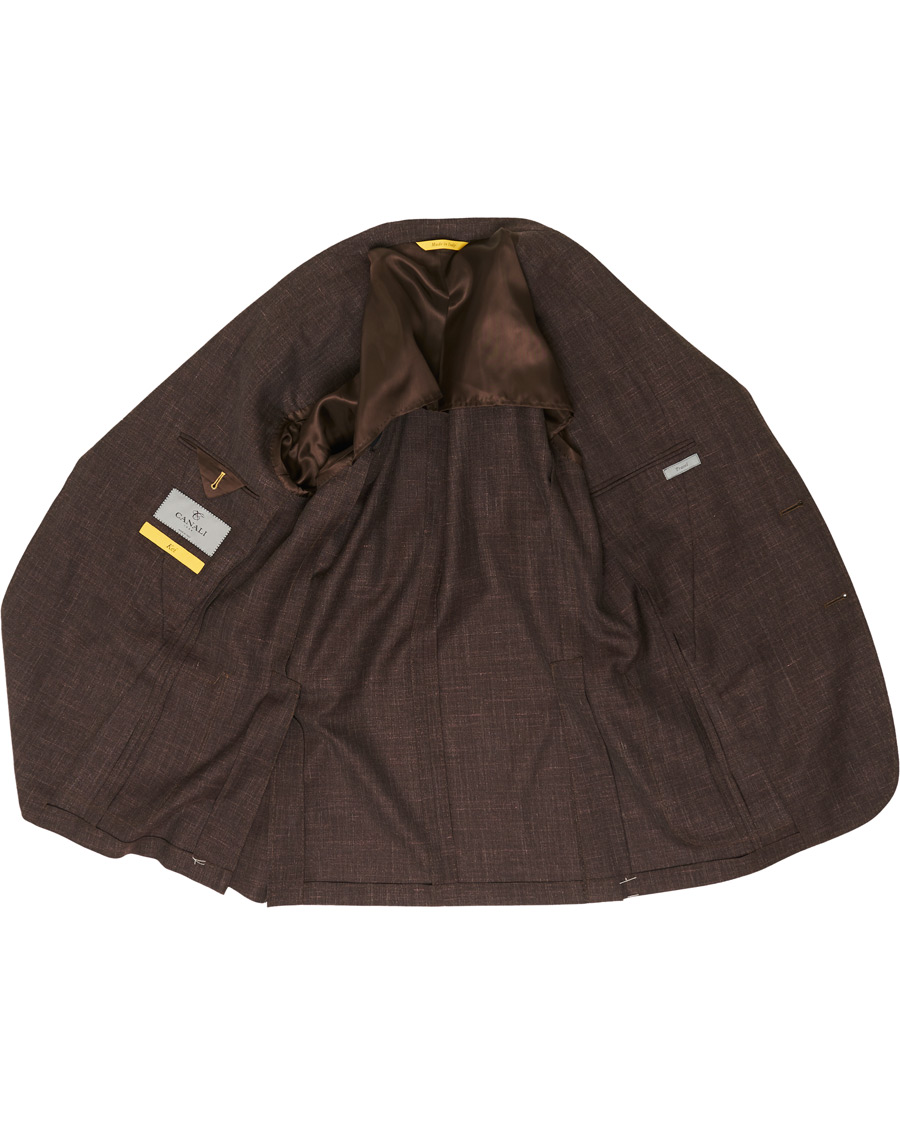 Homme | Costumes | Canali | Wool/Linen Patch Pocket Suit Dark Brown