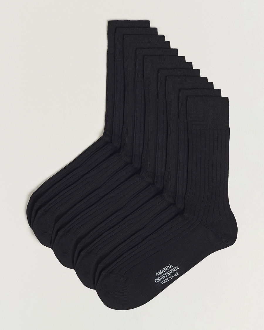 Homme | Sous-Vêtements Et Chaussettes | Amanda Christensen | 12-Pack True Cotton Ribbed Socks Black