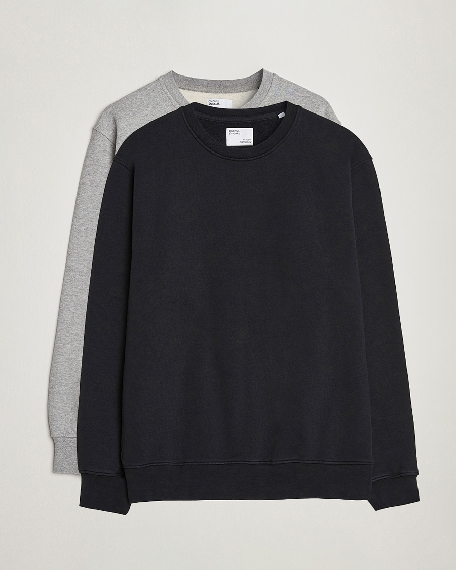 Homme | Pulls Et Tricots | Colorful Standard | 2-Pack Classic Organic Crew Neck Sweat Heather Grey/Deep Black