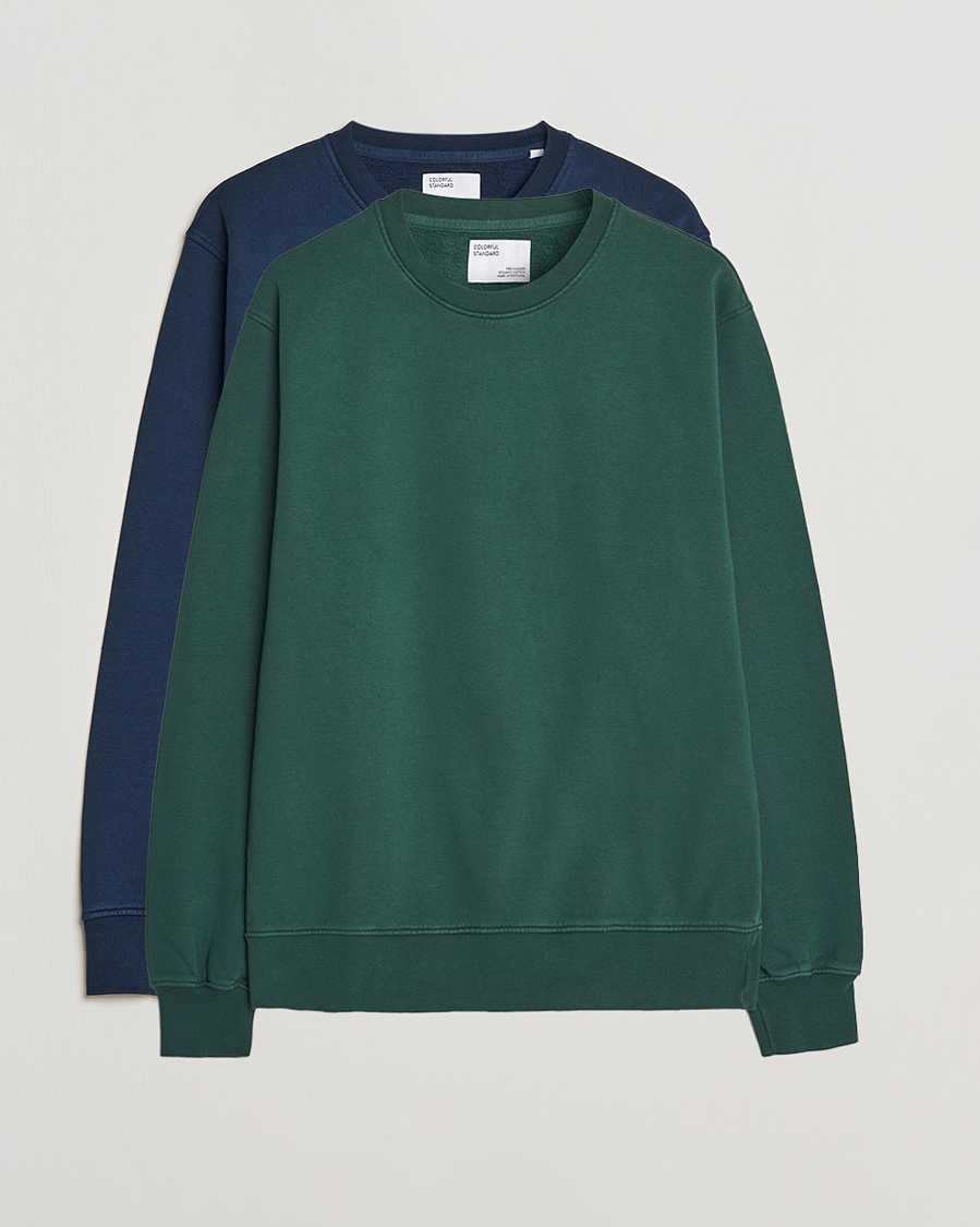 Homme | Pulls Et Tricots | Colorful Standard | 2-Pack Classic Organic Crew Neck Sweat Navy Blue/Emerald Green