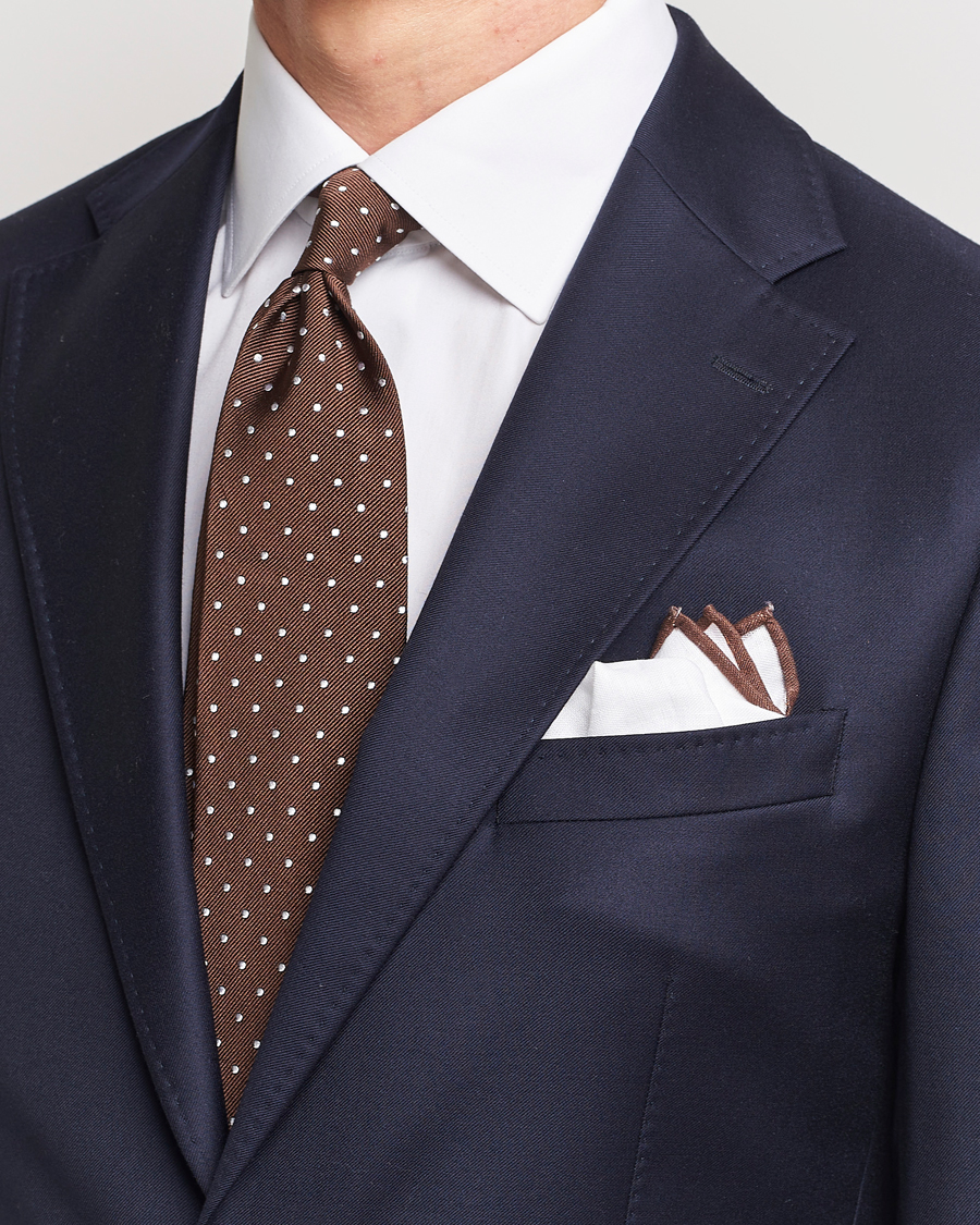 Homme | Cravates | Amanda Christensen | Set Tie & Pocket Square Brown/White