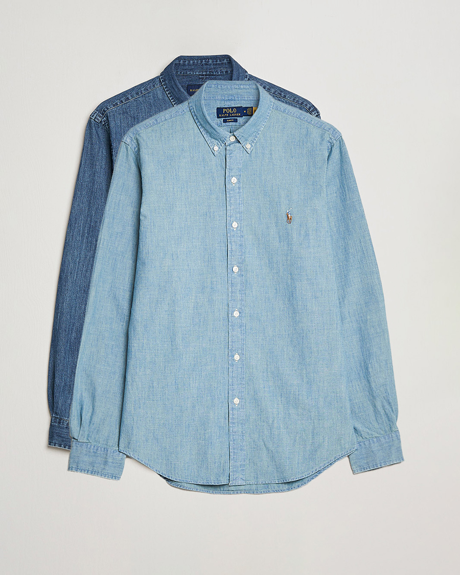 Homme | Chemises | Polo Ralph Lauren | 2-Pack Slim Fit Denim Shirt Washed/Dark Wash
