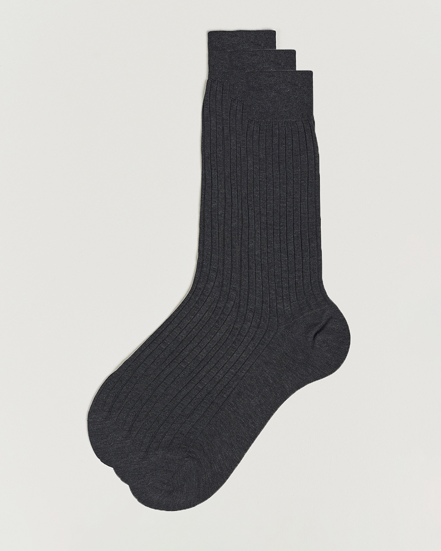 Homme | Sous-Vêtements Et Chaussettes | Bresciani | 3-pack Cotton Ribbed Short Socks Grey Melange
