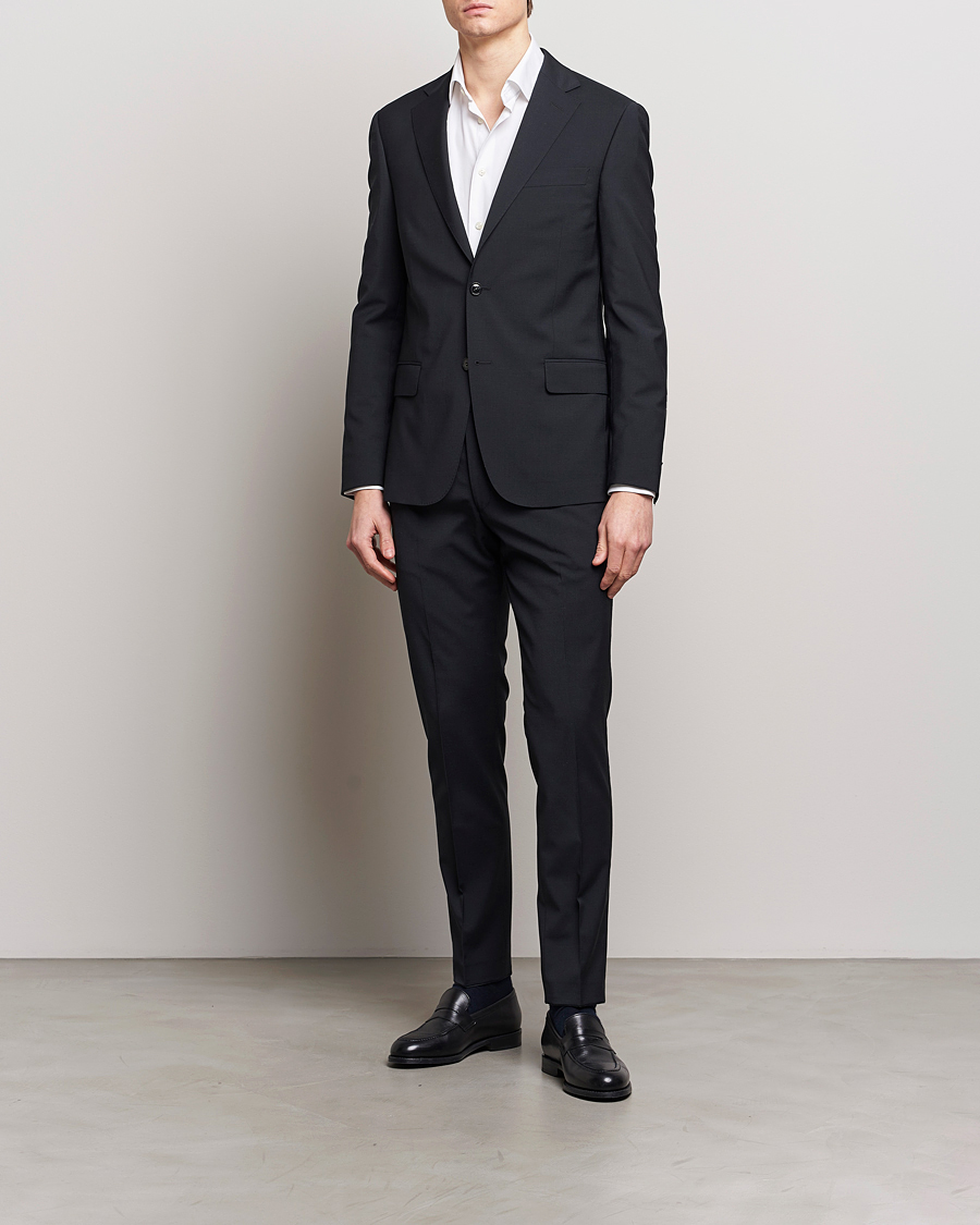 Homme | Business & Beyond | Oscar Jacobson | Edmund Wool Stretch Suit Black