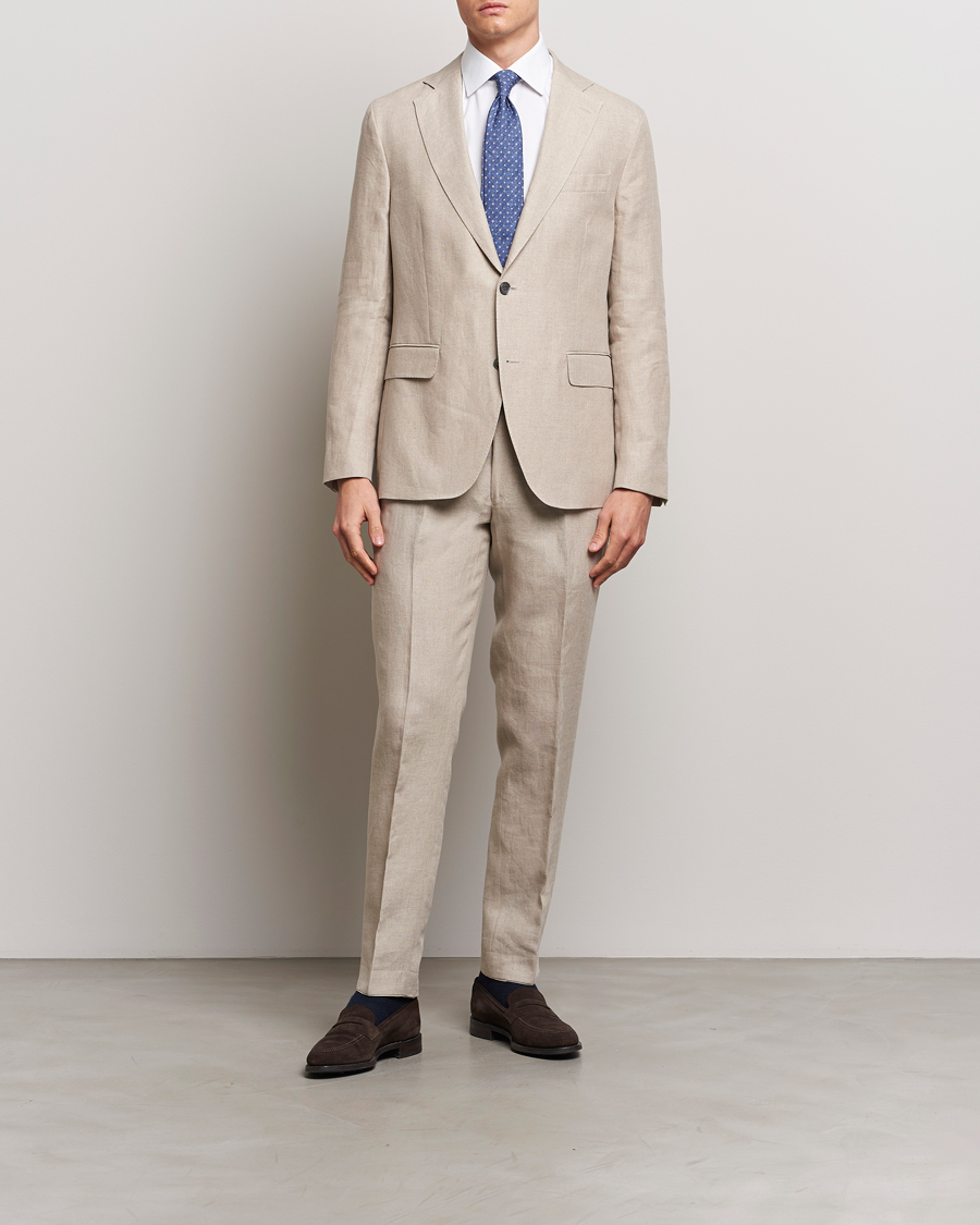 Homme | Anciennes Images De Produits | Oscar Jacobson | Fogerty Linen Suit Beige