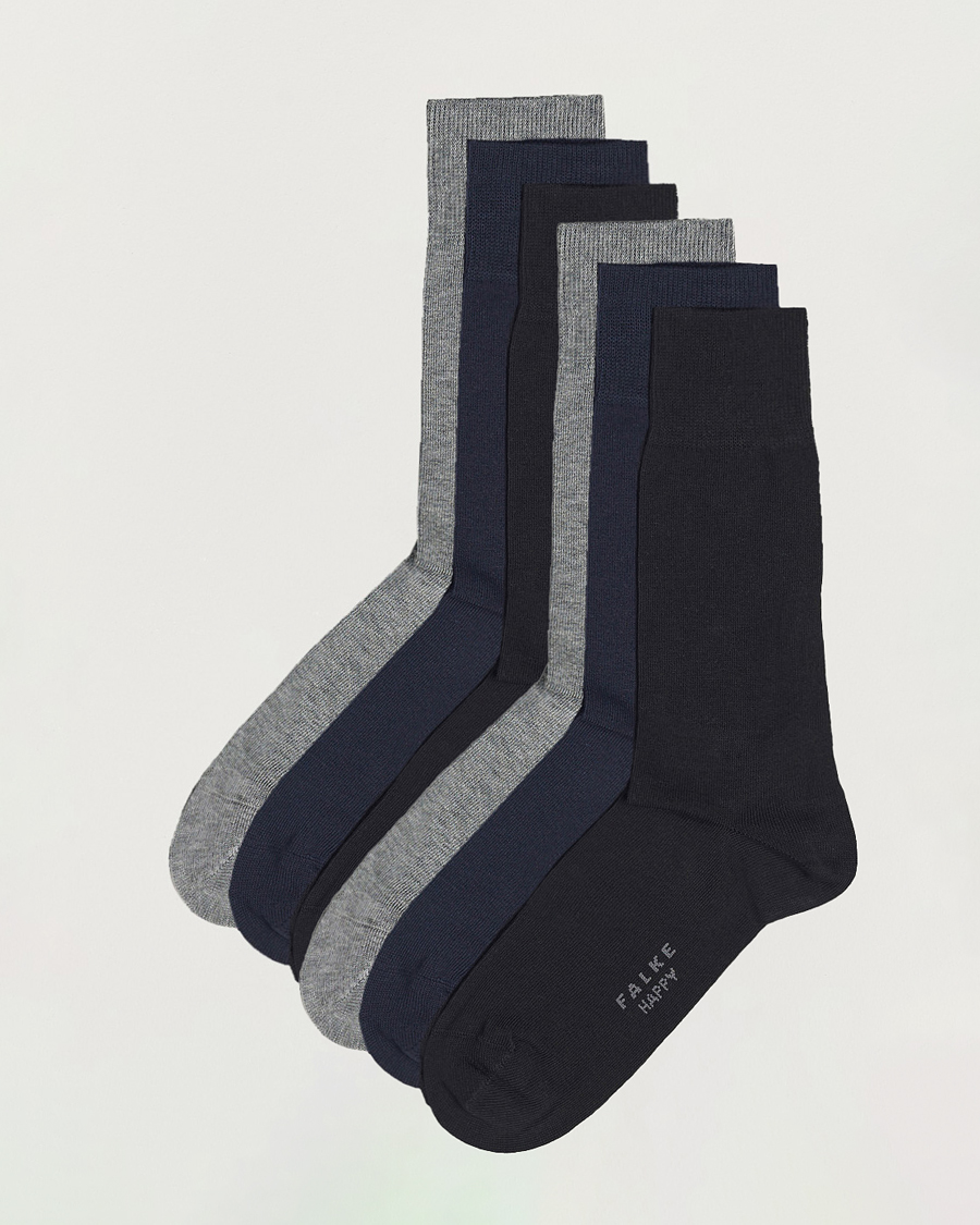 Homme | Sous-Vêtements Et Chaussettes | Falke | 6-pack Happy Cotton Socks Black/Navy/Light Grey