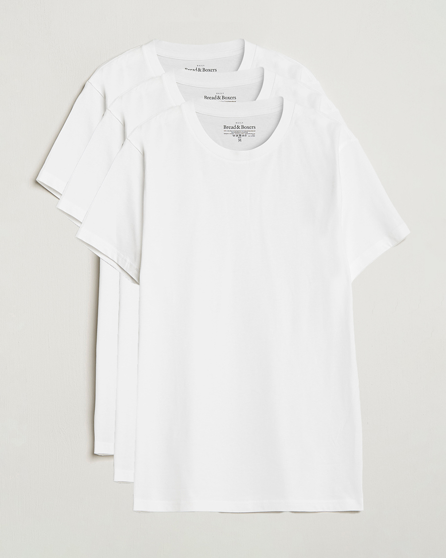 Homme | T-shirts | Bread & Boxers | 3-pack Crew Neck Regular T-Shirt White