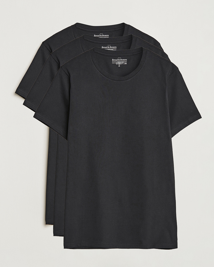 Homme | T-shirts | Bread & Boxers | 3-pack Crew Neck Regular T-Shirt Black