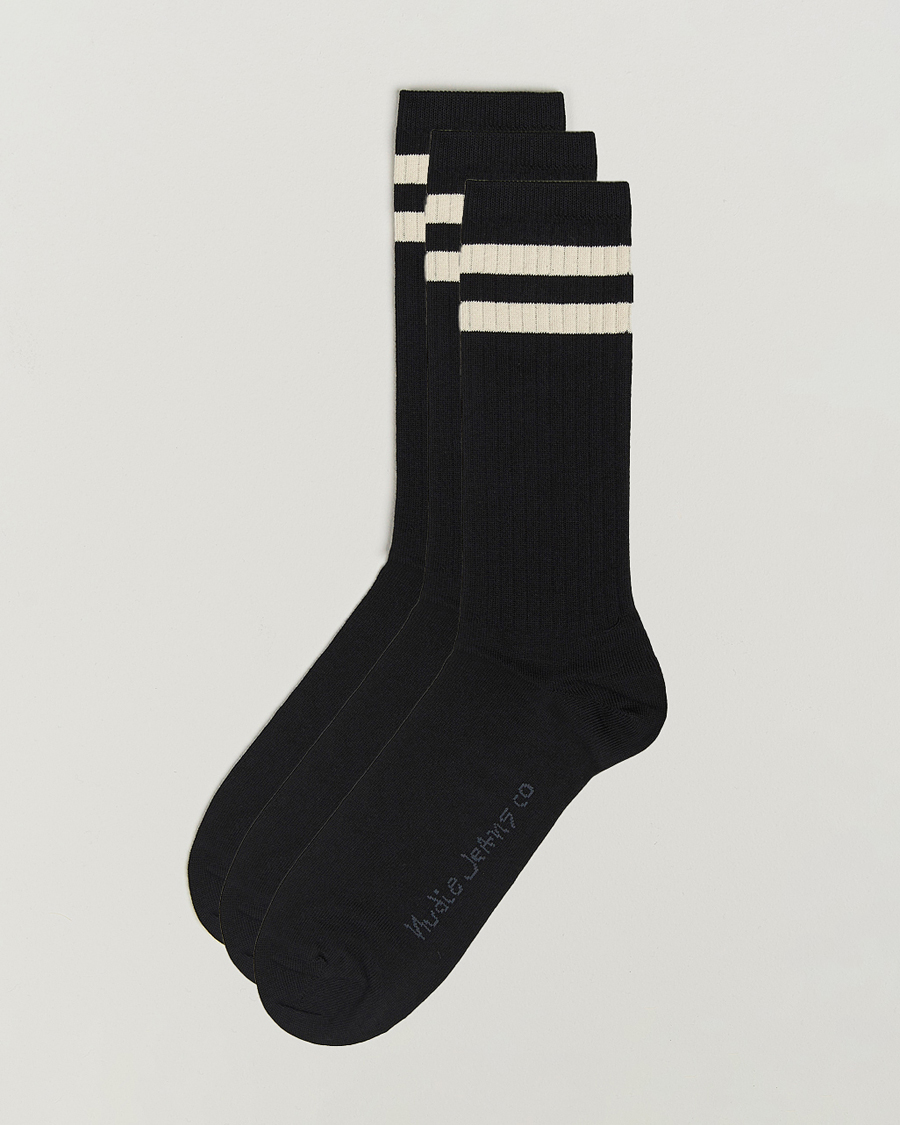 Homme | Sous-Vêtements Et Chaussettes | Nudie Jeans | 3-pack Amundsson Tennis Socks Black/White
