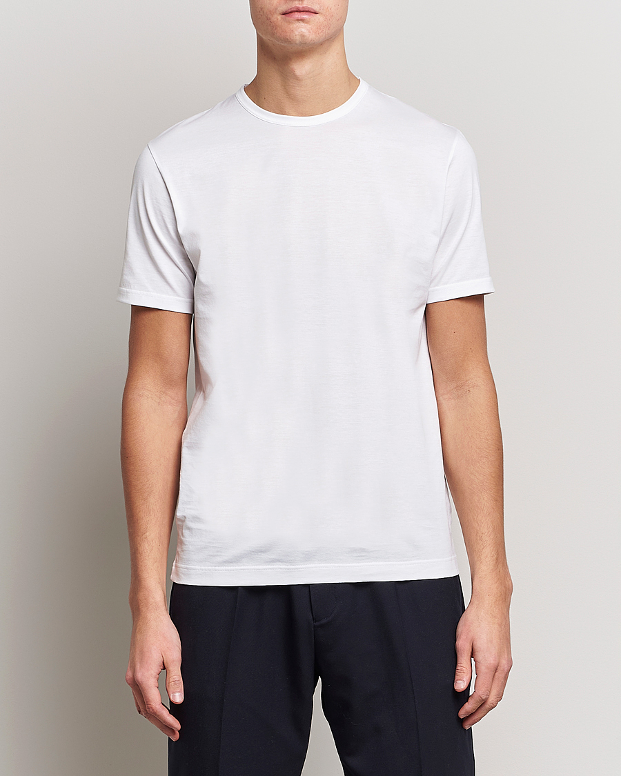 Homme | T-shirts | Sunspel | 2-Pack Crew Neck Q82 Cotton T-Shirt White & Black