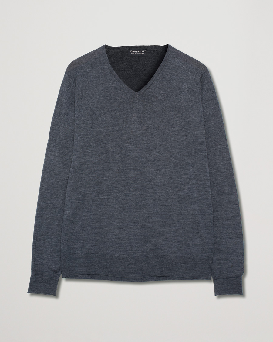 Homme | Pulls Et Tricots | Pre-owned | John Smedley Bobby Extra Fine Merino V-Neck Pullover Charcoal