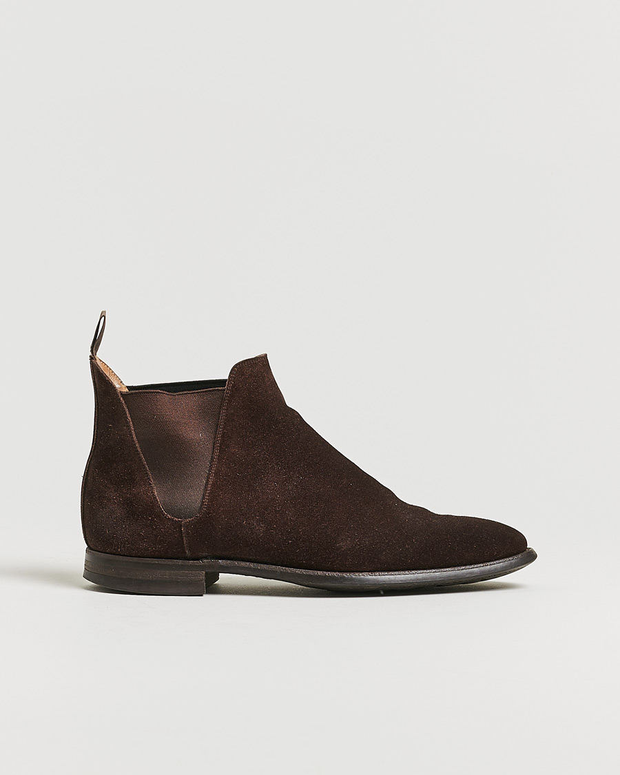 Homme | Crockett & Jones Chelsea 8 Boot Dark Brown Suede | Pre-owned | Crockett & Jones Chelsea 8 Boot Dark Brown Suede