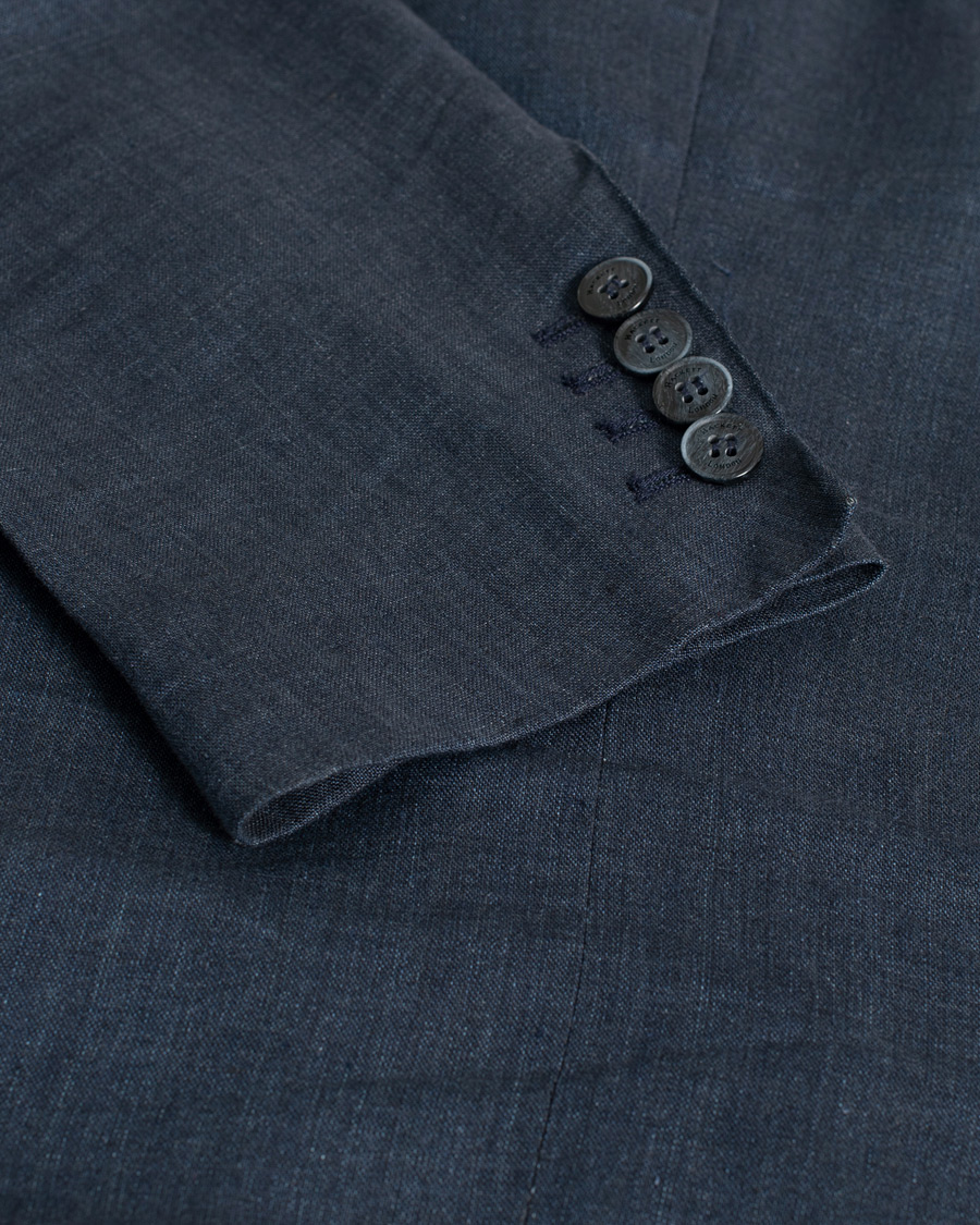 Homme | Hackett Textured Cotton/Linen Blazer Blue | Pre-owned | Hackett Textured Cotton/Linen Blazer Blue