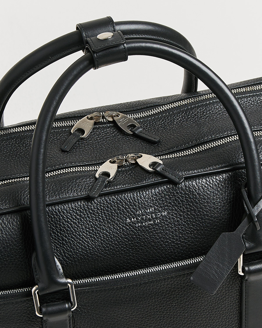 Homme | Smythson Burlington 24 Hour Bag Black Deerskin | Pre-owned | Smythson Burlington 24 Hour Bag Black Deerskin