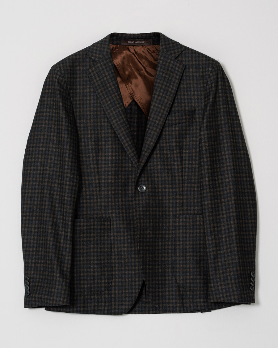 Homme | Oscar Jacobson Epic Check Fratelli Tallia Di Delfino Blazer Brown 92 | Pre-owned | Oscar Jacobson Epic Check Fratelli Tallia Di Delfino Blazer Brown 92