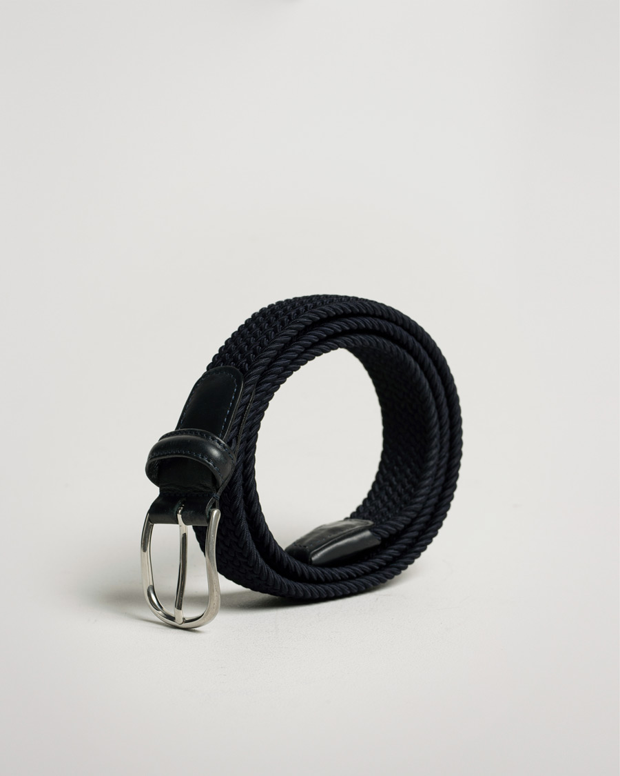Homme | Anderson's Stretch Woven 3,5 cm Belt Navy | Pre-owned | Anderson's Stretch Woven 3,5 cm Belt Navy