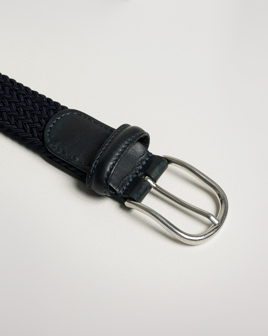 Homme | Anderson's Stretch Woven 3,5 cm Belt Navy | Pre-owned | Anderson's Stretch Woven 3,5 cm Belt Navy
