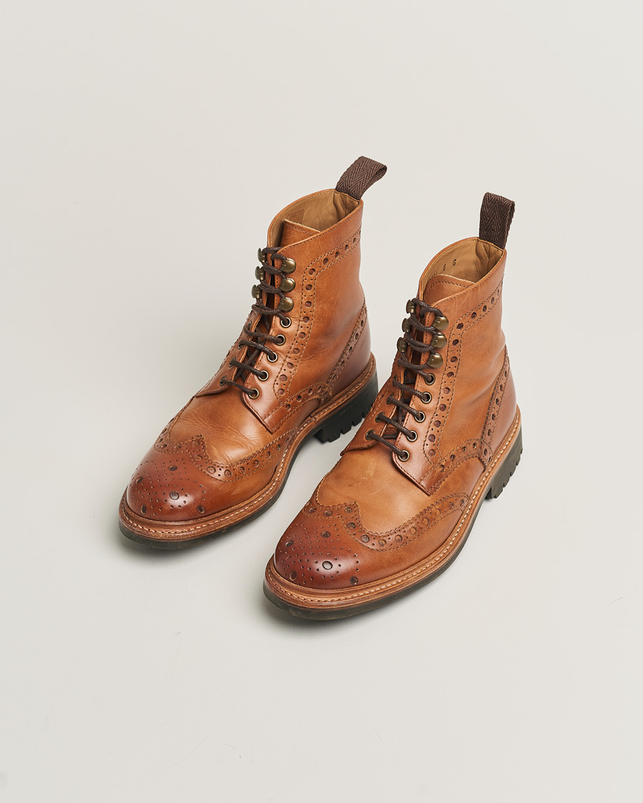 Homme | Grenson Fred Brogue Boot Commando Sole Cognac Calf UK6 - EU40 | Pre-owned | Grenson Fred Brogue Boot Commando Sole Cognac Calf UK6 - EU40