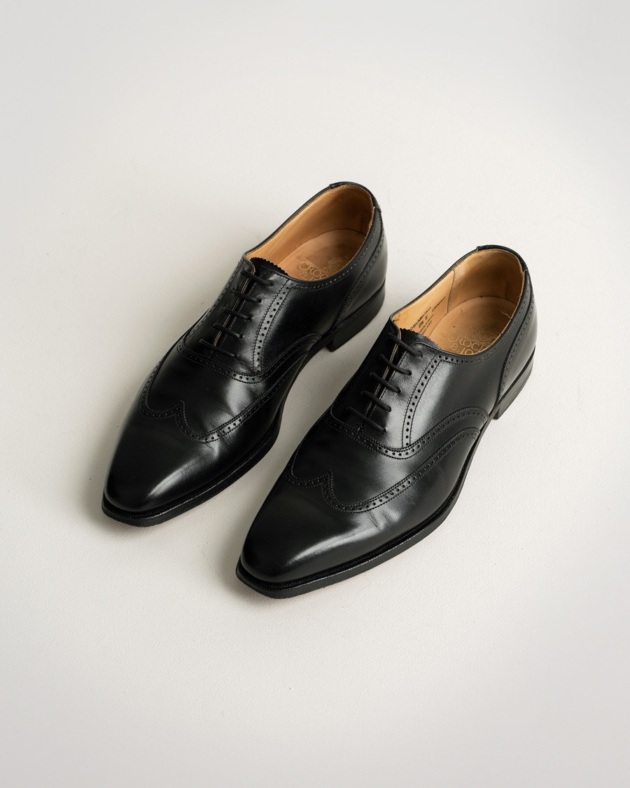Homme | Crockett & Jones Drummond Oxford Leatcher Sole Black Calf | Pre-owned | Crockett & Jones Drummond Oxford Leatcher Sole Black Calf