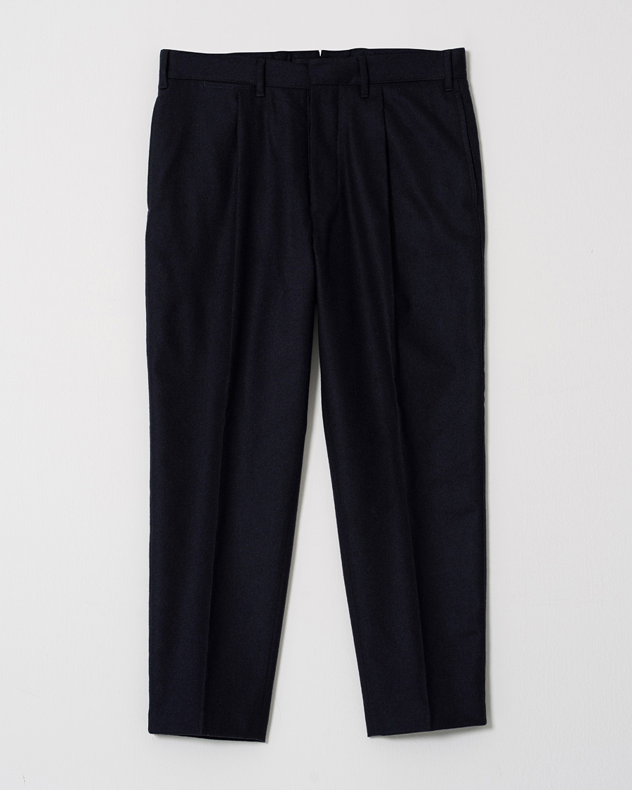 Homme | The Gigi Tonga Stretch Flannel Pleated Trousers Navy 48 | Pre-owned | The Gigi Tonga Stretch Flannel Pleated Trousers Navy 48