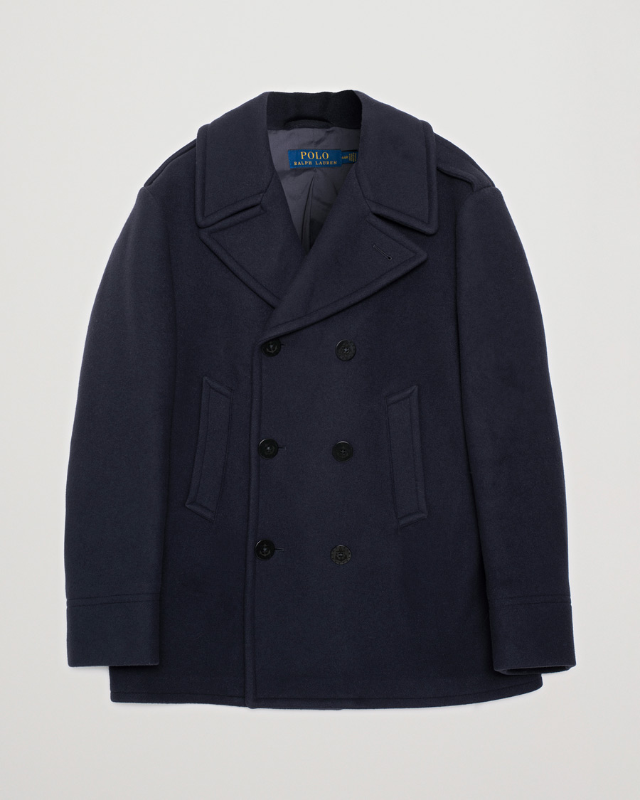 Homme | Polo Ralph Lauren Wool Peacoat Navy | Pre-owned | Polo Ralph Lauren Wool Peacoat Navy
