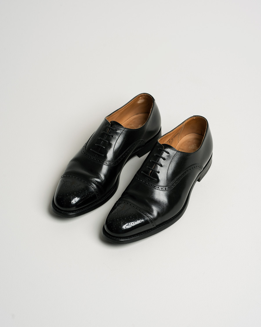 Homme | Crockett & Jones Hatton Brogue City Sole Black Calf | Pre-owned | Crockett & Jones Hatton Brogue City Sole Black Calf