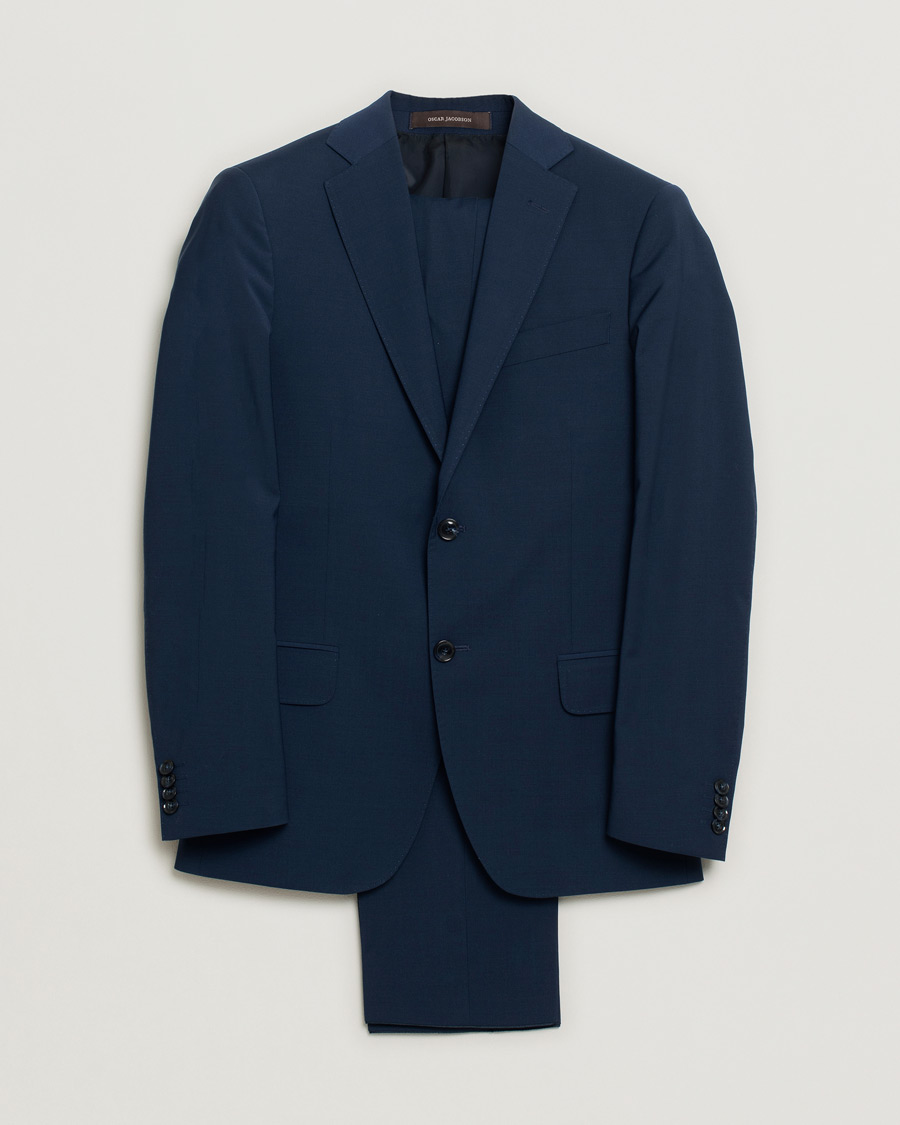 Homme | Blazers | Pre-owned | Oscar Jacobson Wool Stretch Suit Blue 46/48
