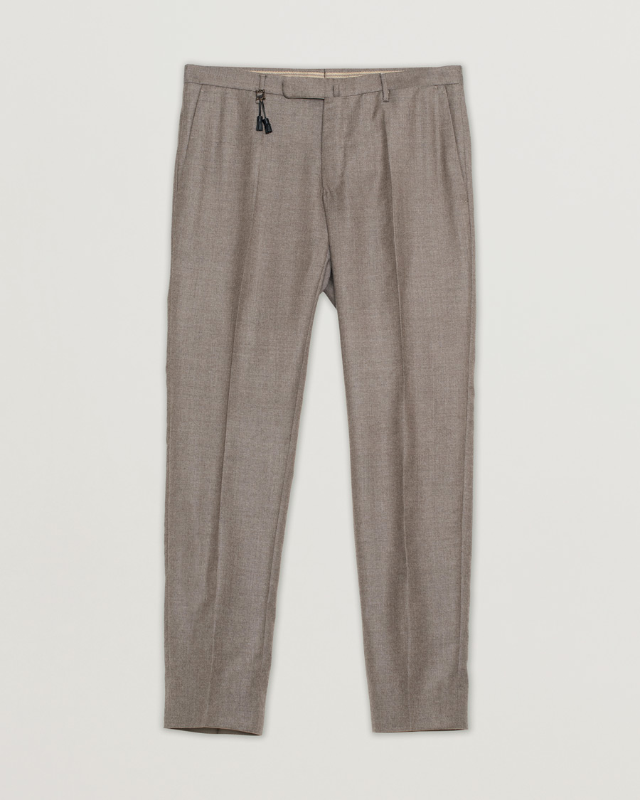 Homme | Pre-owned Pantalons | Pre-owned | Incotex Slim Fit Super 100's Wool Flannel Trousers Taupe 46