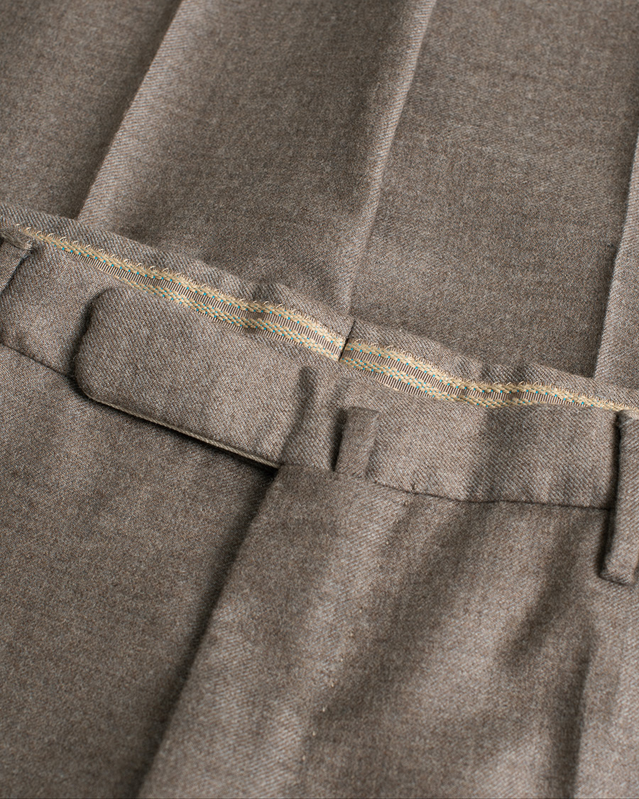 Homme | Pre-owned Pantalons | Pre-owned | Incotex Slim Fit Super 100's Wool Flannel Trousers Taupe 46