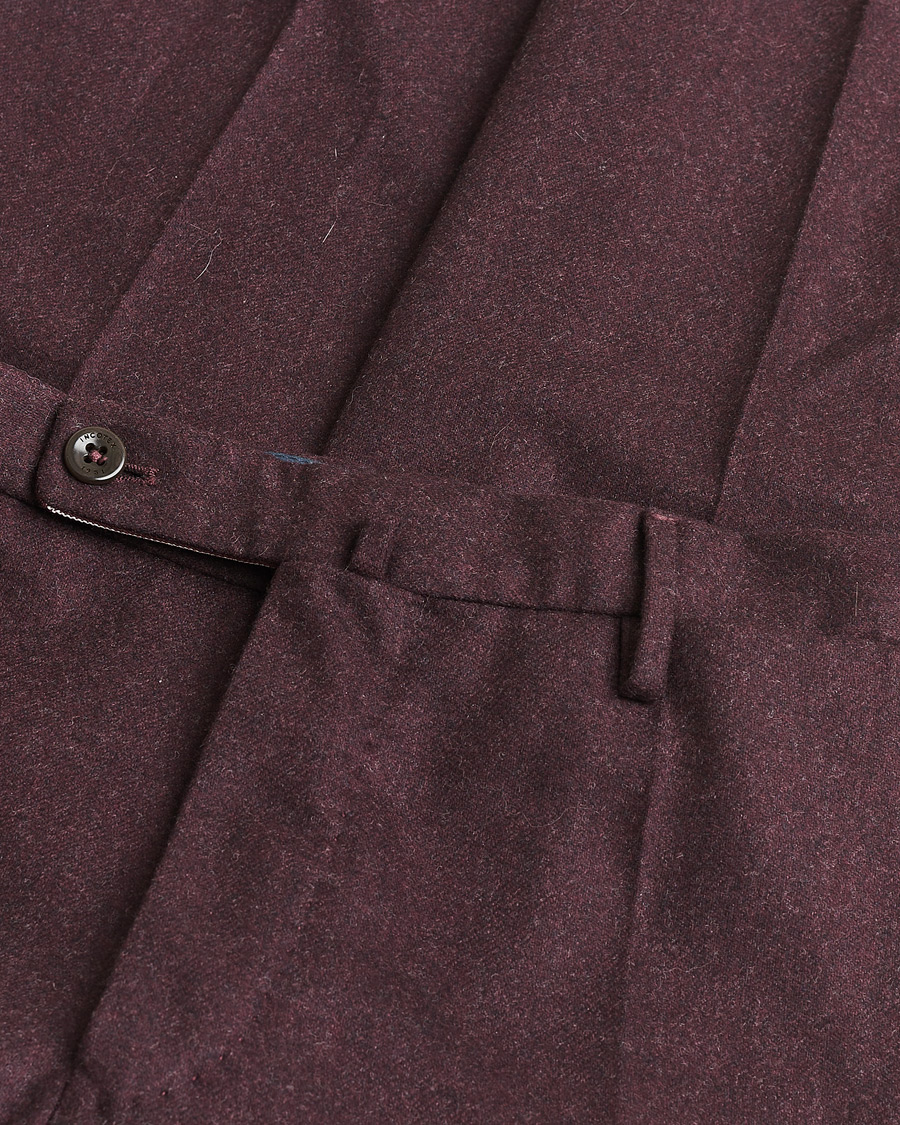 Homme | Pre-owned Pantalons | Pre-owned | Incotex Slim Fit Super 100's Wool Flannel Trousers Burgundy 48