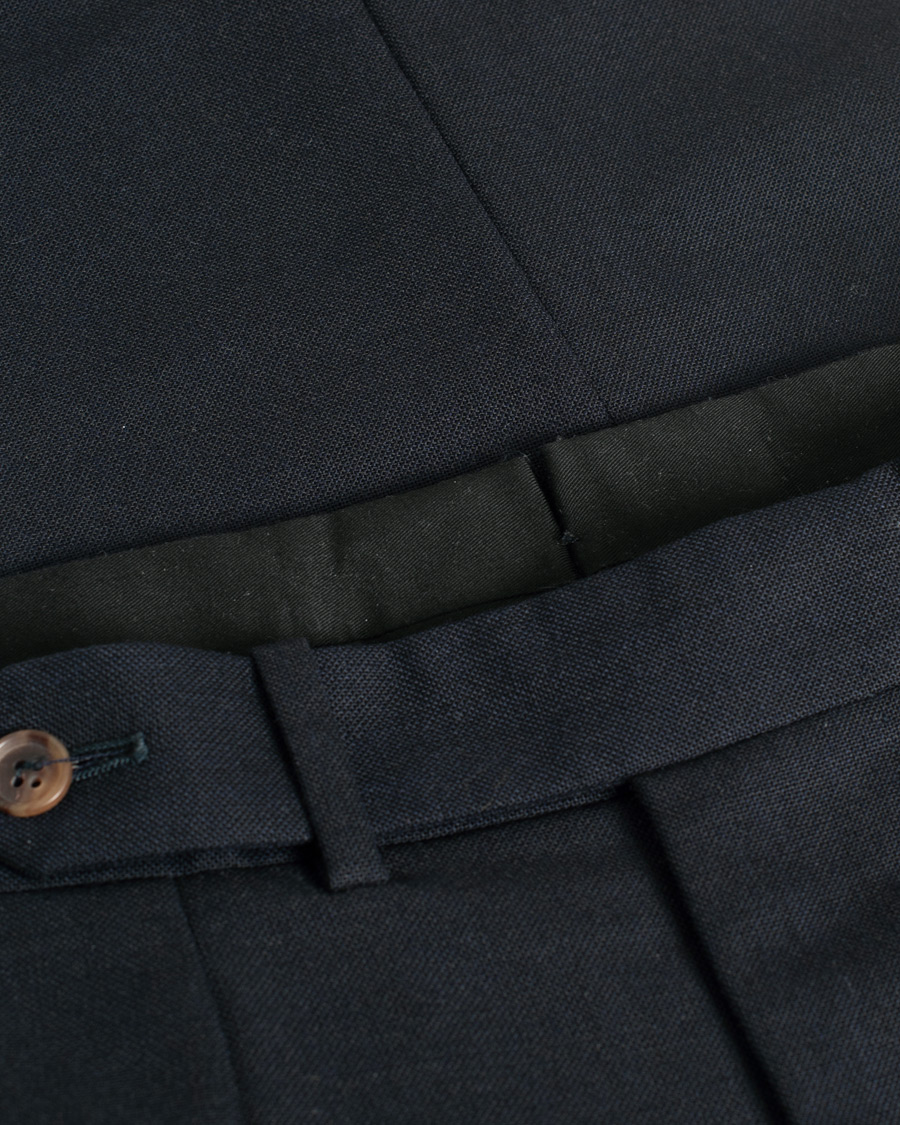 Homme | Berg&Berg Arnold Pleated Side Adjuster Wool Trousers Navy 48 | Pre-owned | Berg&Berg Arnold Pleated Side Adjuster Wool Trousers Navy 48