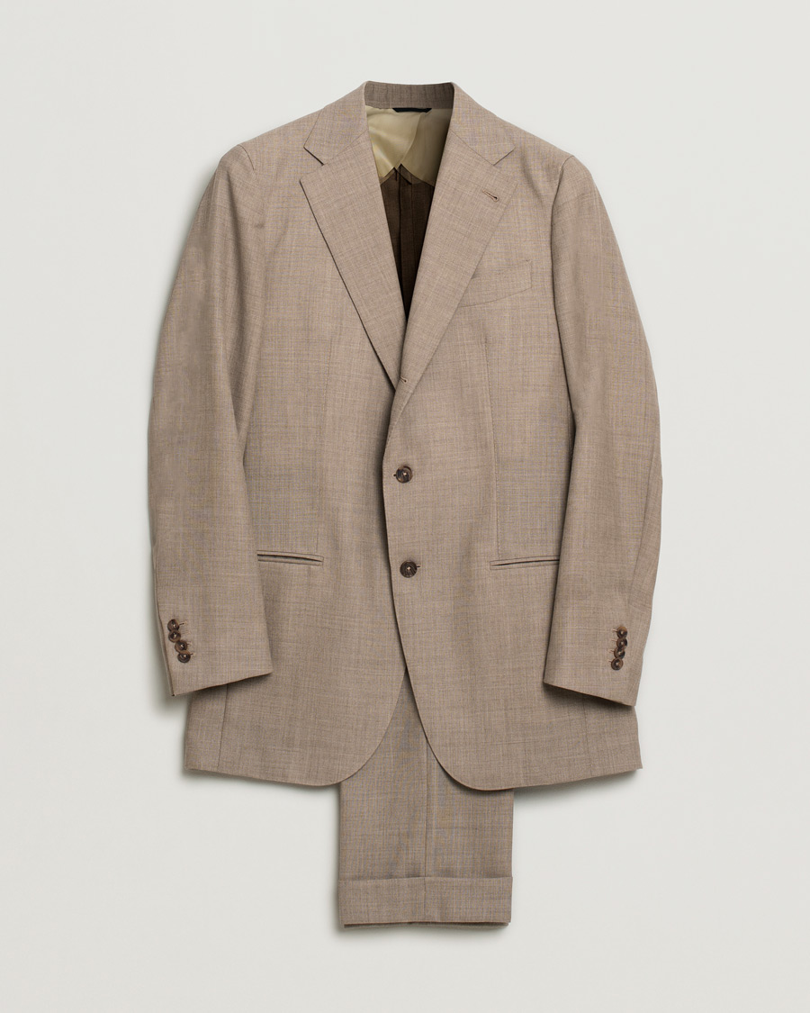 Homme | Costumes | Pre-owned | Berg&Berg Dan Wool Suit Taupe Melange 50