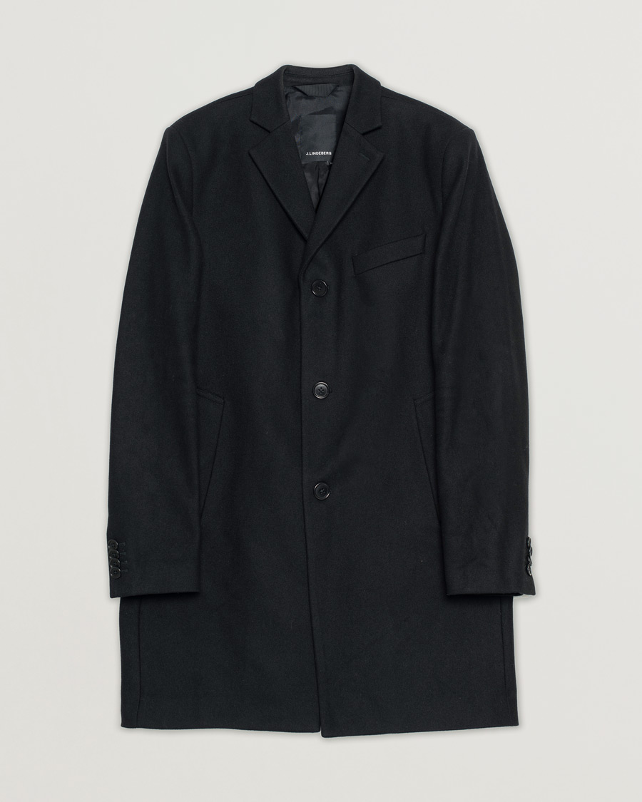 Homme | J.Lindeberg Wolger Compact Melton Coat Black | Pre-owned | J.Lindeberg Wolger Compact Melton Coat Black