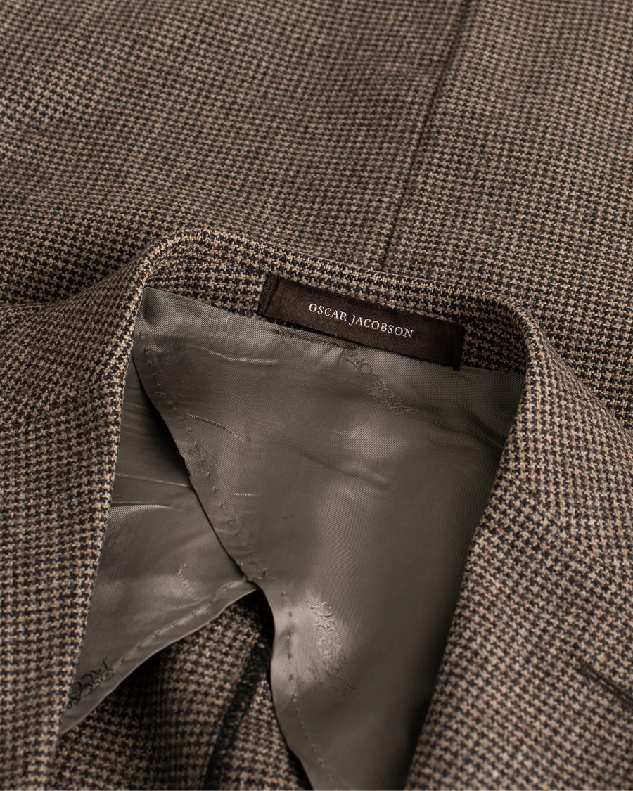 Homme | Oscar Jacobson Einar Houndstooth Wool Blazer Brown 46 | Pre-owned | Oscar Jacobson Einar Houndstooth Wool Blazer Brown 46