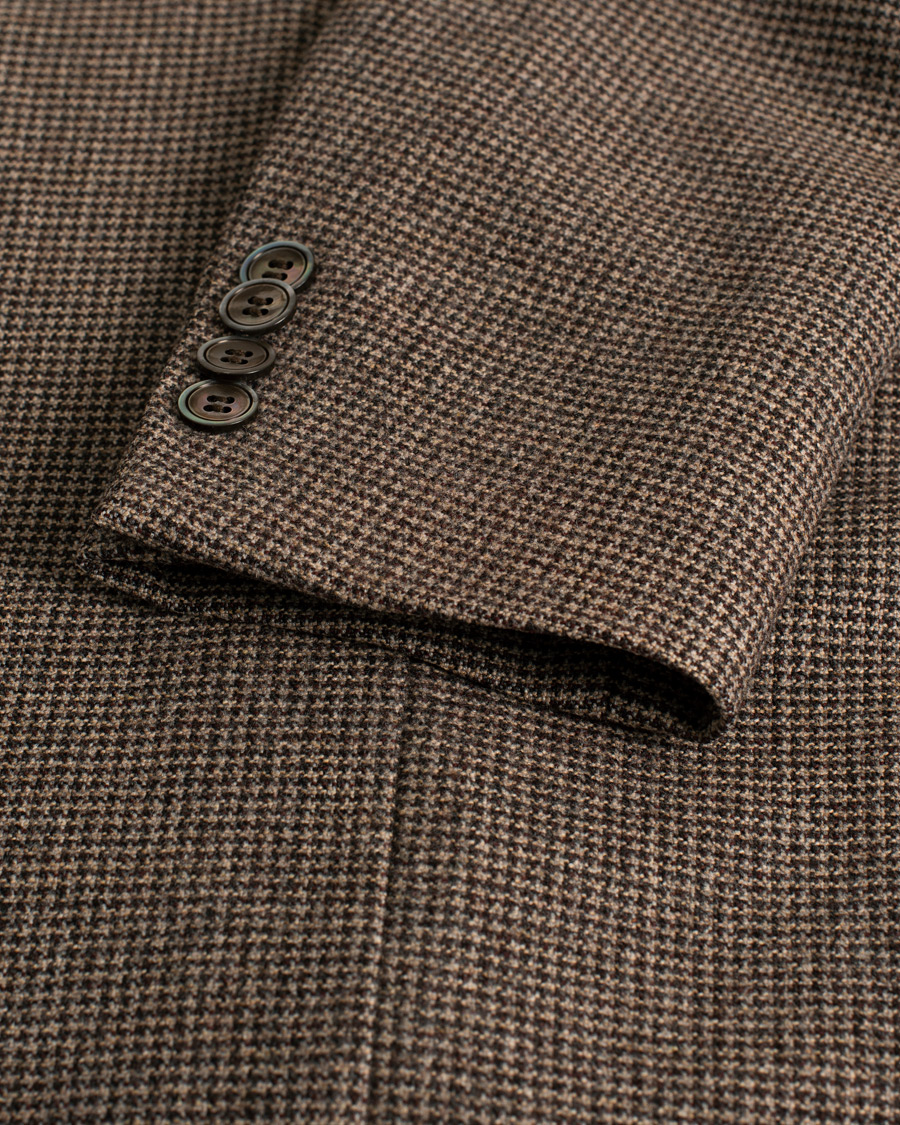 Homme | Oscar Jacobson Einar Houndstooth Wool Blazer Brown 46 | Pre-owned | Oscar Jacobson Einar Houndstooth Wool Blazer Brown 46
