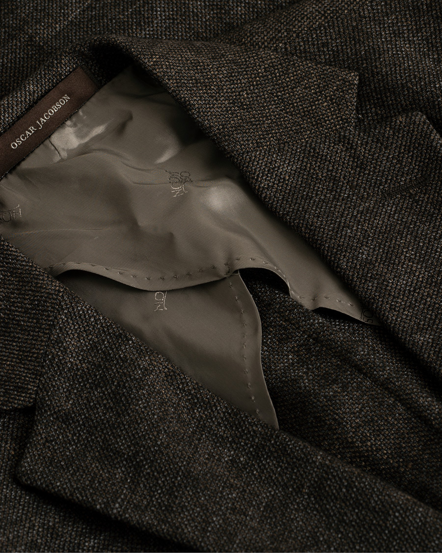 Homme | Blazers | Pre-owned | Oscar Jacobson Einar Linen/Wool Patch Pocket Blazer Brown 52