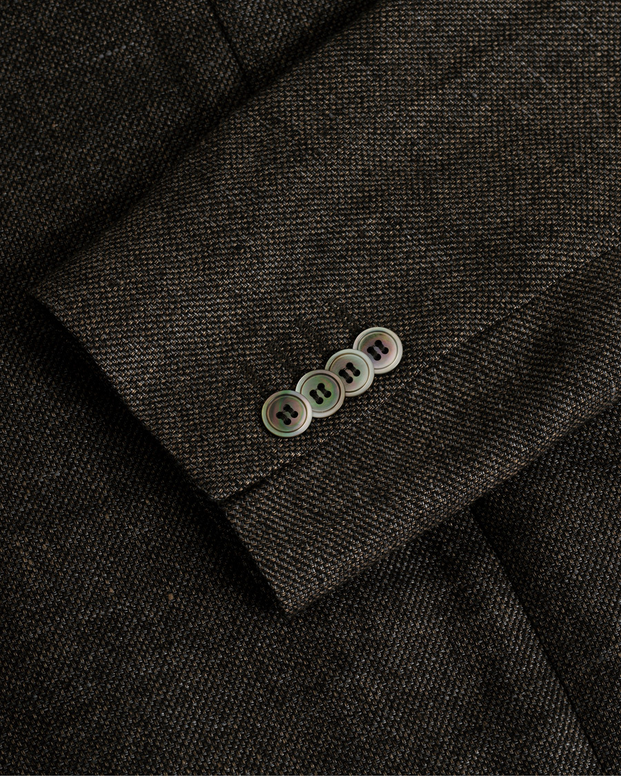 Homme | Blazers | Pre-owned | Oscar Jacobson Einar Linen/Wool Patch Pocket Blazer Brown 52
