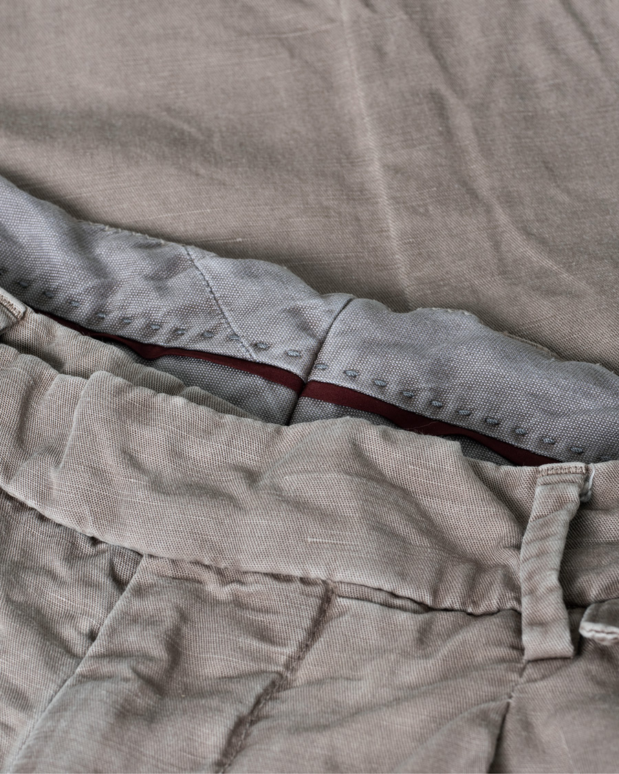 Homme | Brunello Cucinelli Slim Fit Cotton/linen Pleated Trousers Brown | Pre-owned | Brunello Cucinelli Slim Fit Cotton/linen Pleated Trousers Brown