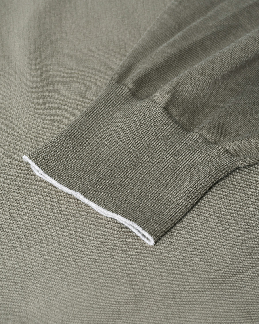 Homme | Brunello Cucinelli Crew Neck Cotton Contrast Pullover Olive Green | Pre-owned | Brunello Cucinelli Crew Neck Cotton Contrast Pullover Olive Green