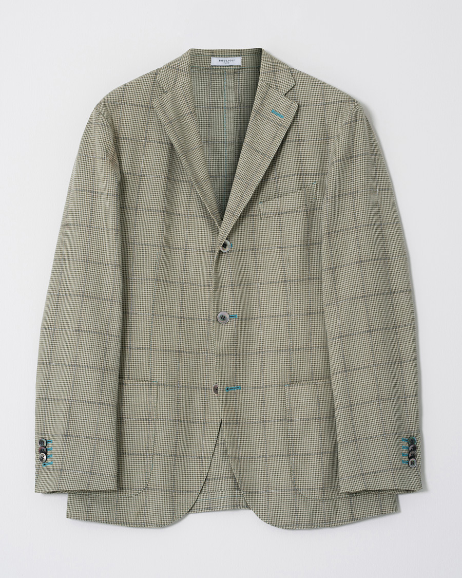 Homme | Boglioli K Jacket Houndstooth Overcheck Blazer Green 46 | Pre-owned | Boglioli K Jacket Houndstooth Overcheck Blazer Green 46