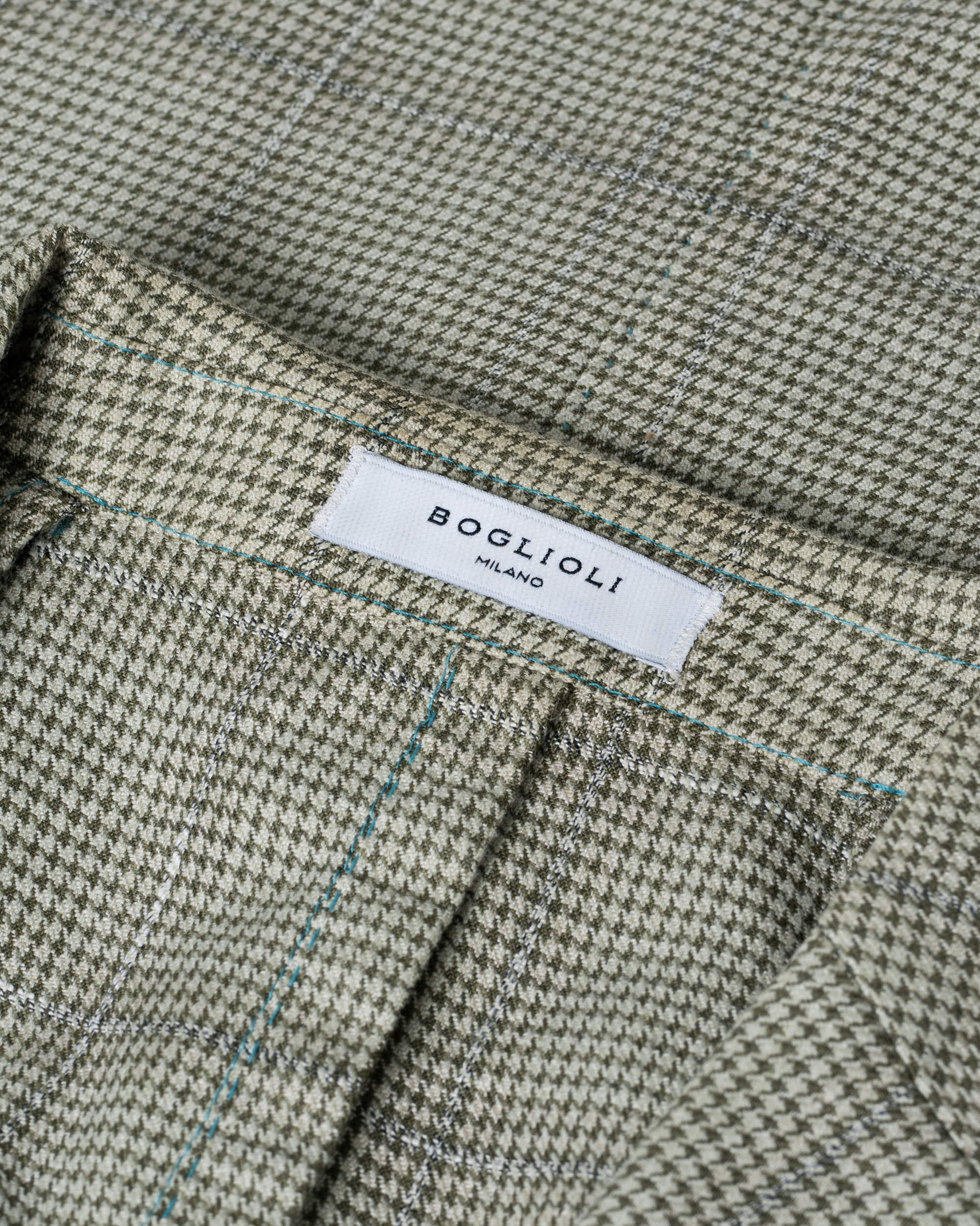 Homme | Boglioli K Jacket Houndstooth Overcheck Blazer Green 46 | Pre-owned | Boglioli K Jacket Houndstooth Overcheck Blazer Green 46