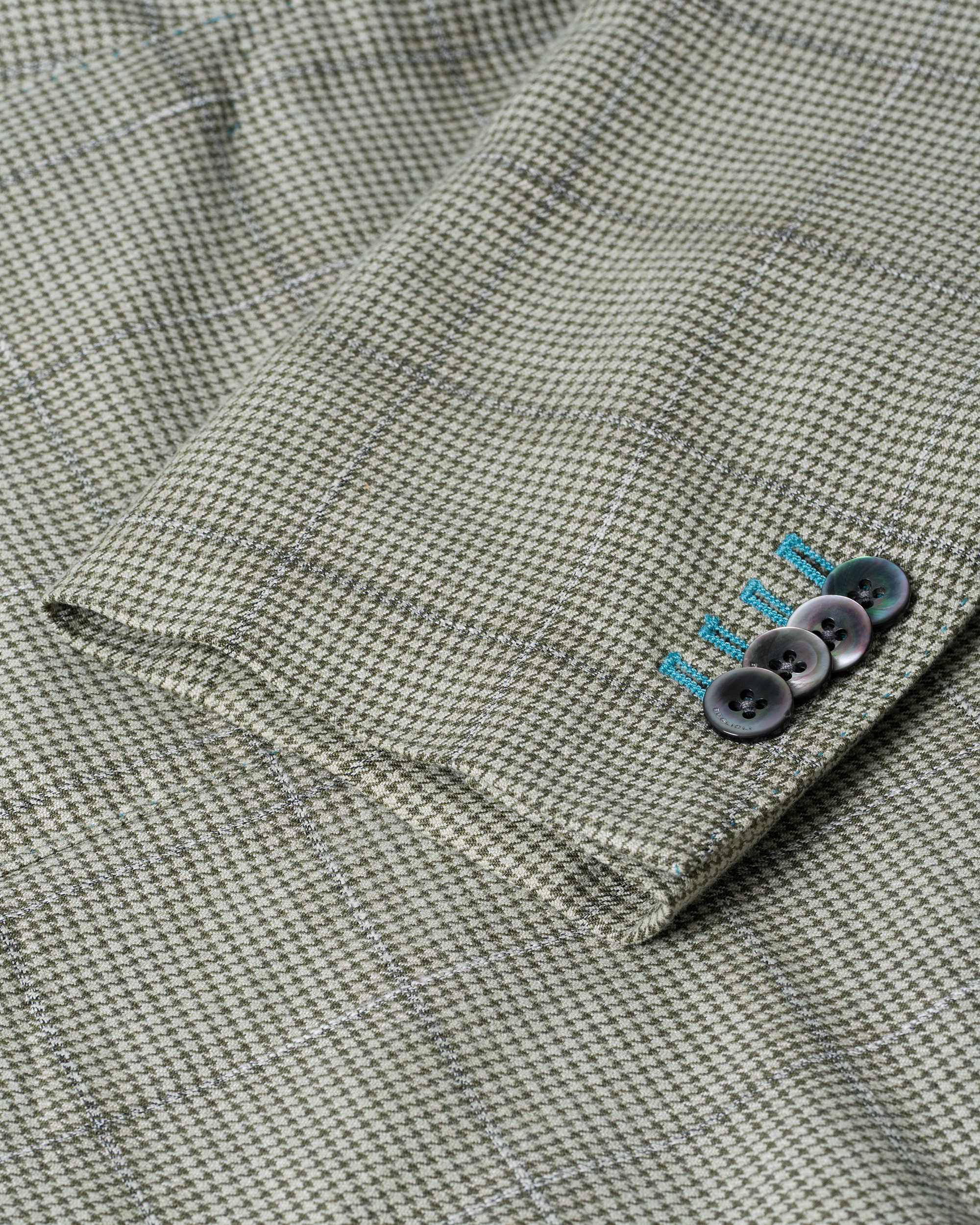 Homme | Boglioli K Jacket Houndstooth Overcheck Blazer Green 46 | Pre-owned | Boglioli K Jacket Houndstooth Overcheck Blazer Green 46