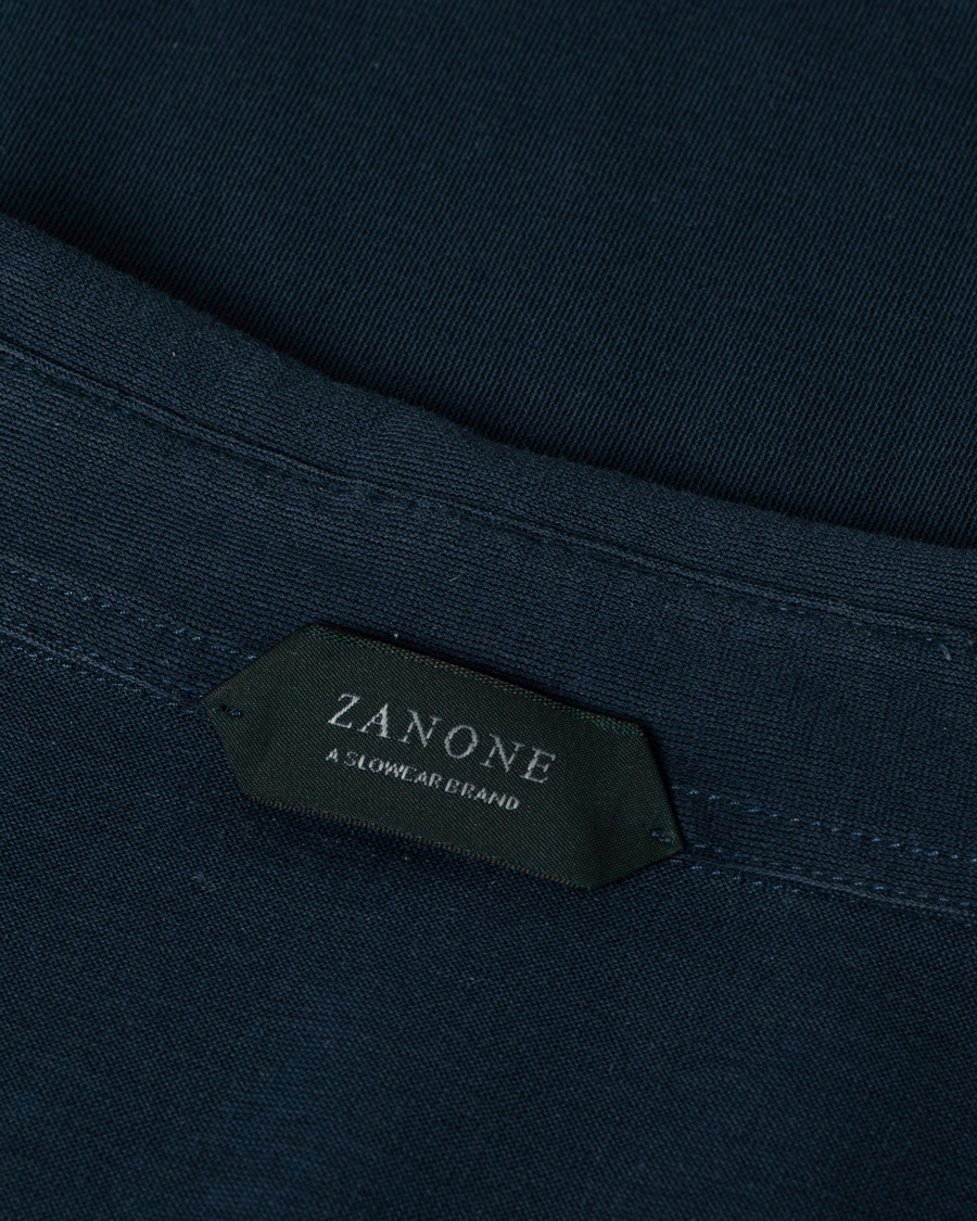 Homme | Zanone Ice Cotton Short Sleeve Polo Dark Blue 52 | Pre-owned | Zanone Ice Cotton Short Sleeve Polo Dark Blue 52